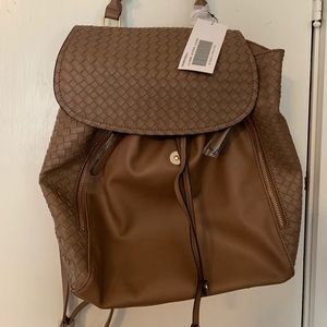 NWT tan backpack purse with zippers